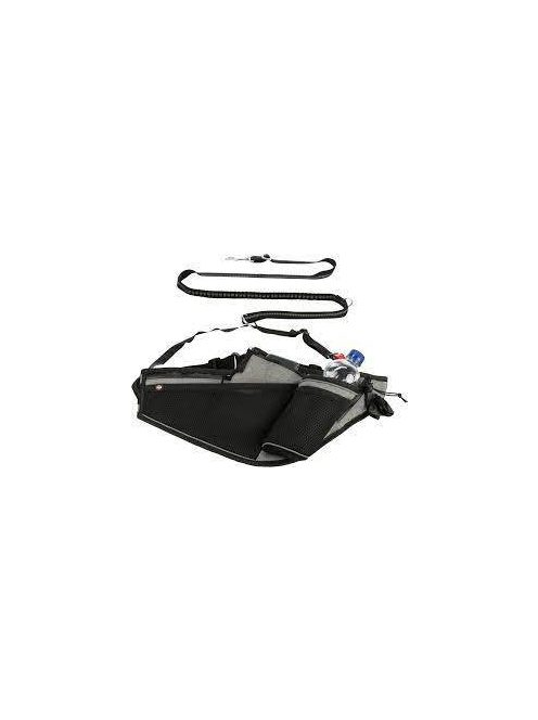 Trixie Jogging Belt with leash - futópóráz (szürke,fekete) öv:70-130cm/23cm, póráz: 1.15-1.50m/20mm
