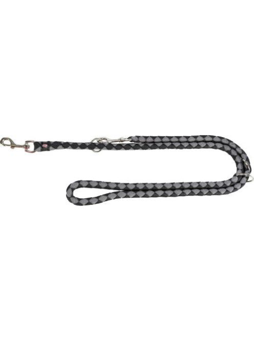 Trixie Cavo Leash - állítható, fonott póráz (fekete,ezüst) kutyák részére (L-XL) 2m/ø18mm