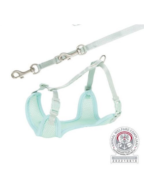 Trixie Junior Puppy Soft Harness with Leash - hám szett (menta) kutyák részére (M–L) 36–50 cm/10mm,
