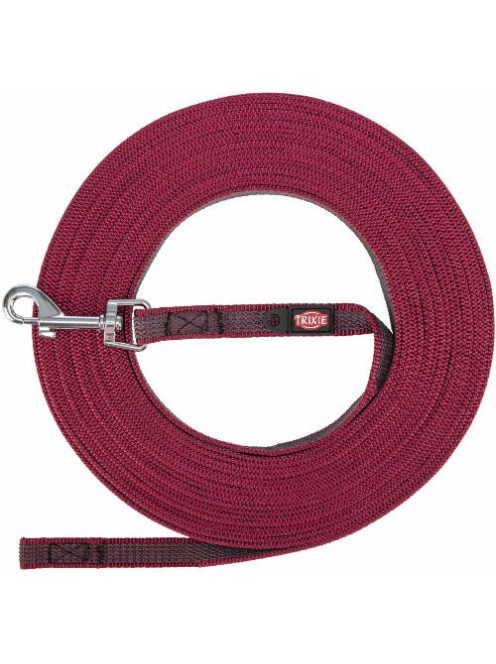 Trixie Tracking Leash, rubberized - nyomkövető póráz, gumírozott, S-M: 15m/15mm, sangria málna