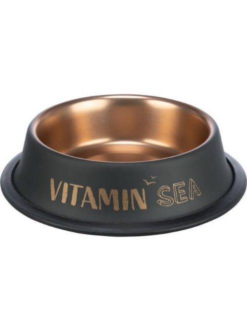 Trixie BE NORDIC Ceramic Bowl - gumi/acél tál (fekete/bronz) kutyák részére (0,9l /Ø23cm)