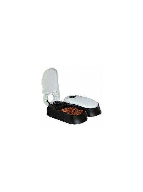Trixie TX2 Automatic Food Dispenser - automata etető (fehér,fekete) 2x0,3l (Ø27x7x24cm)
