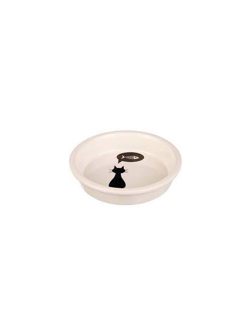 Trixie Ceramic Bowl - kerámia tál (fehér, mintás)  macskák részére (0,25l /Ø13cm)