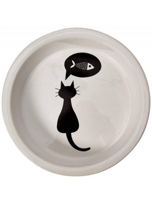 Trixie Ceramic Bowl - kerámia tál (fehér, mintás)  macskák részére (0,25l /Ø13cm)