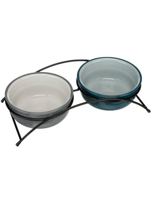 Trixie Ceramic Bowl Set - kerámia tál szett (petrol zöld/szürke) kutyák részére (2x0,6l /Ø15cm)