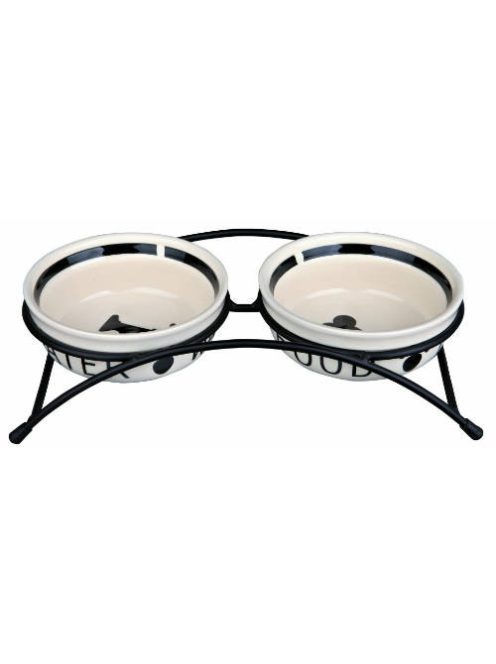 Trixie Bowl Set, ceramic/metal - tálkészlet (kerámia, mintás) kutyák és macskák részére (2x0,25l/Ø13cm/27x7x14cm)