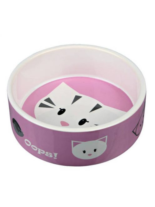 Trixie Ceramic Bowl - kerámia tál (fehér, mintás) macskák részére (0,3l /Ø12cm)