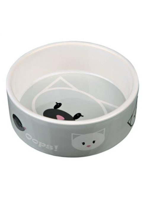 Trixie Ceramic Bowl - kerámia tál (fehér, mintás) macskák részére (0,3l /Ø12cm)