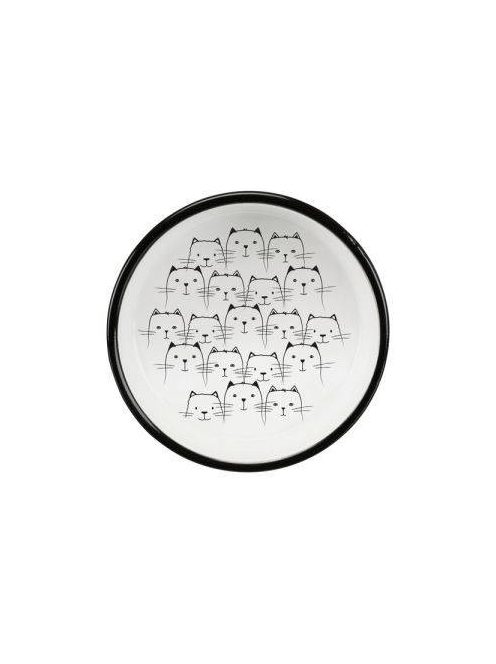 KT24: Trixie Ceramic Bowl - kerámia tál (fehér,fekete) rövid orrú macskák részére (0,3l /Ø15cm)