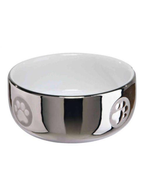 Trixie Ceramic Bowl - kerámia tál (ezüst,fehér) kutyák részére (Ø 0,3l/11cm)