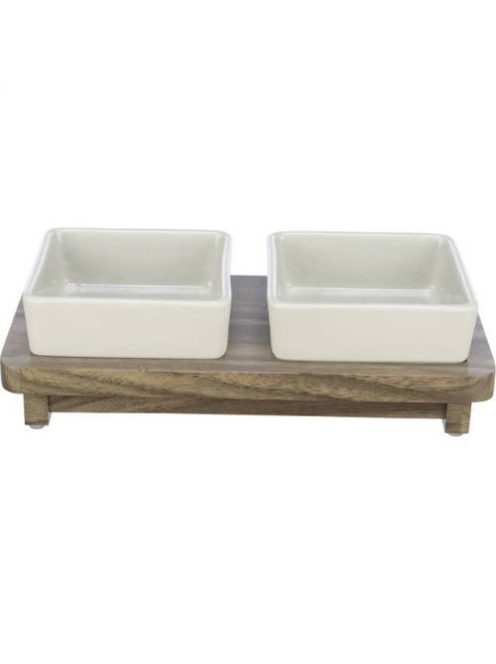 Trixie Bowl Set CityStyle, ceramic - tálszett (kerámia/fa,szürke,barna) 2x0,4L,/12×12cm/30×4×15cm