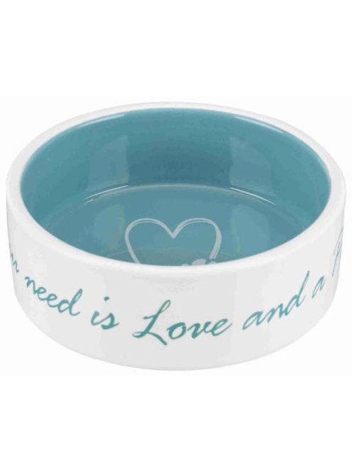 Trixie Pet's Home Ceramic Bowl - kerámia tál (mintás, fehér/petrolkék) kutyák részére (0,8l/Ø16cm)