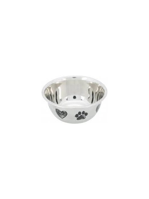 Trixie Stainless Steel Bowl - fém tál (szürke/fekete) kutyák részére (0,5l /Ø13cm)