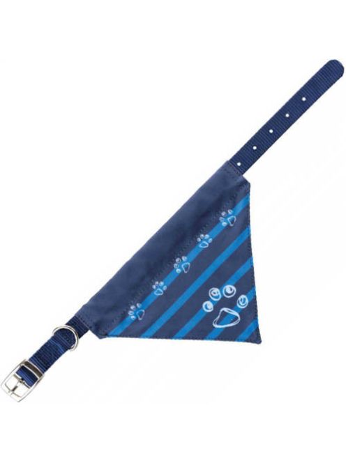 KT24:Premium Collar with Neckerchief - nyakörv kendővel - indigókék (S-M) 30-38cm/15mm