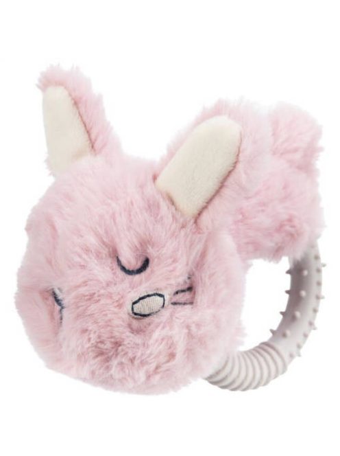 Trixie Junior Bunny - játék (plüss,nyuszi, műanyag karikával) kutyák részére (14cm)