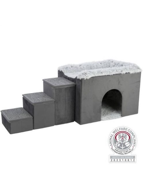 Trixie Harvey cuddly cave with steps - bújó,lépcsőkkel (szürke/fehér-fekete) 135x47x50cm