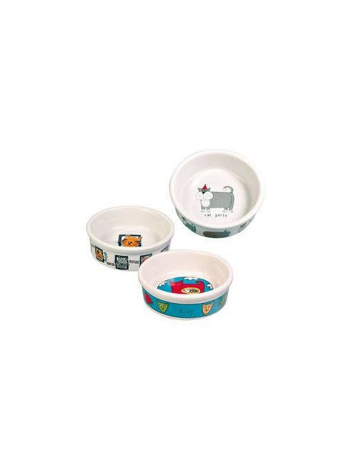 Trixie Ceramic Bowl - kerámia tál (fehér, mintás) macskák részére (0,2l /Ø12cm)