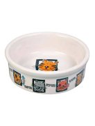 Trixie Ceramic Bowl - kerámia tál (fehér, mintás) macskák részére (0,2l /Ø12cm)