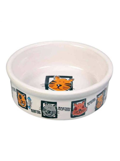 Trixie Ceramic Bowl - kerámia tál (fehér, mintás) macskák részére (0,2l /Ø12cm)