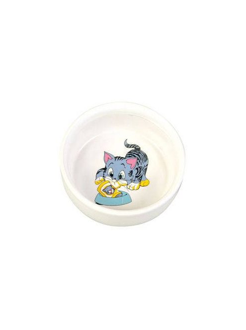 Trixie Ceramic Bowl - kerámia tál (fehér, mintás) macskák részére (0,3l /Ø11cm)