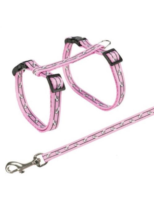 Trixie Harness with Lead - hám szett (mintás,több féle színben) macskák részére ( 27–45 cm/10mm, 1,20m)