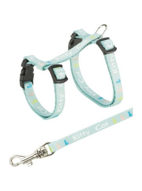 Trixie Junior Harness with Lead - hám és póráz szett (mintás) kölyökmacskák részére (21–33 cm/8 mm, 1.20 m)