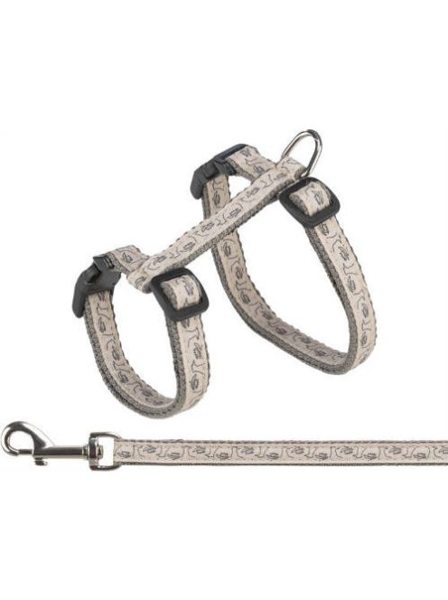 Trixie Cat Harness with Lead - hám és póráz szett (szürke/bézs színben) macskák részére (27–45 cm/13 mm, 1.20 m)
