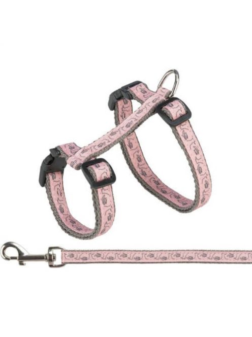Trixie Cat Harness with Lead - hám és póráz szett (szürke/pink színben) macskák részére (27–45 cm/13 mm, 1.20 m)