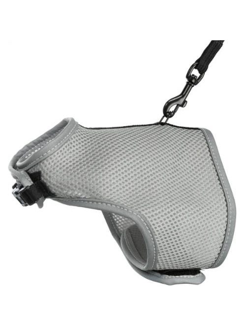 Trixie Soft Harness with Lead - hám és póráz szett (szürke,fekete) macskák részére ( 24–42 cm, 1.20m)