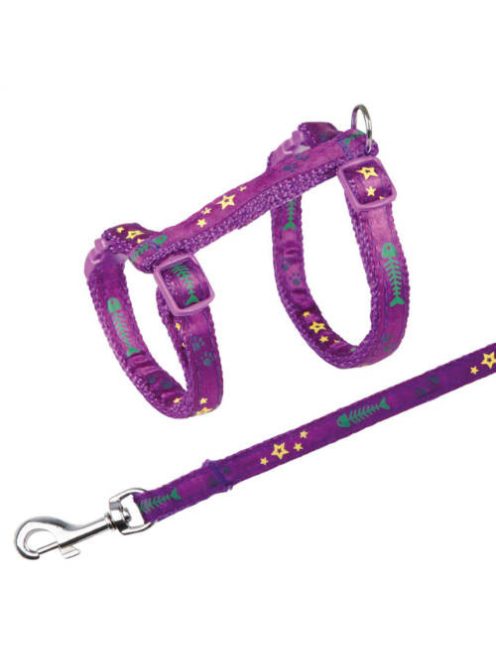 Trixie Harness with Lead - hám és póráz szett (mintás) macskák részére (23–39 cm/10 mm, 1.20m