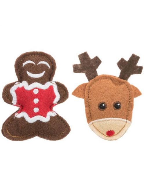 Trixie Xmas elk and gingerbread figure - játék (jávorszarvas, mézeskalács figura) macskák részére (8cm/2db)