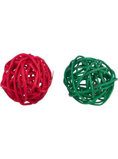 Trixie Xmas rattan ladbák csengővel, 2db, 4 cm