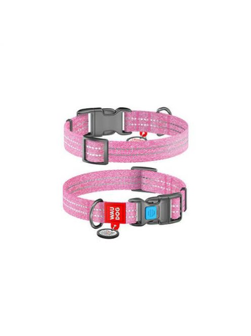 WAUDOG nyakörv, QR kódos, műanyag csattal,újrahasznosított pamutból ( 20mm, 24-40cm) pink