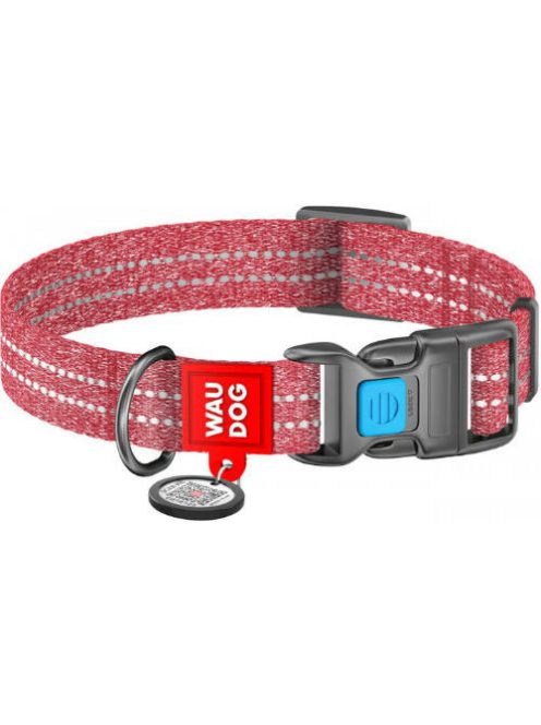 WAUDOG nyakörv, QR kódos, műanyag gyorscsattal,újrahasznosított pamutból ( 25mm, 35-58cm) piros