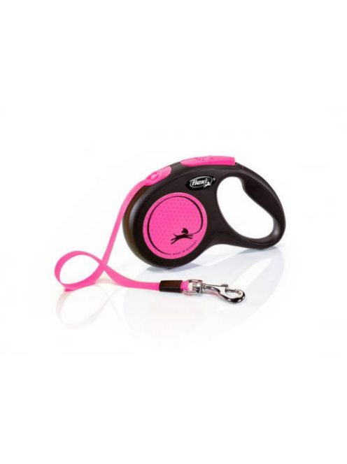 Flexi New Neon "S" pink - szalagos automata póráz (5m)