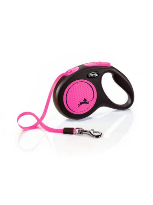 Flexi New Neon "M" (pink) - szalagos automata póráz (5m)