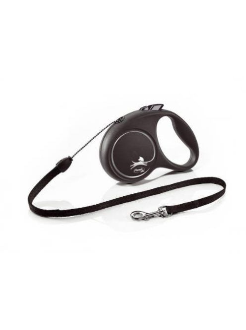 Flexi Black Design "S" (fekete) - zsinóros automata póráz (5m)