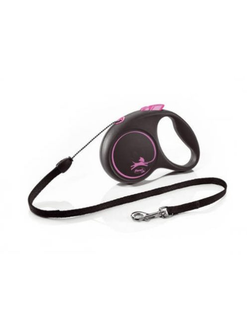 Flexi Black Design "S" (pink) - zsinóros automata póráz (5m)