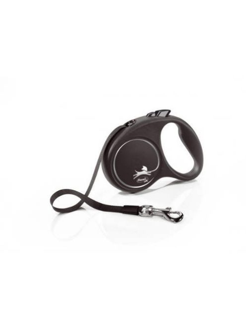 Flexi Black Design "S" (ezüst) - szalagos automata póráz (5m)