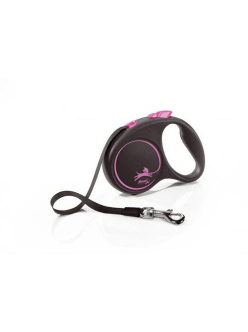Flexi Black Design "S" (pink) - szalagos automata póráz (5m)