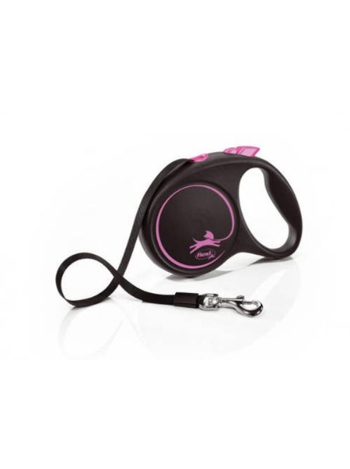 Flexi Black Design "M" (pink) - szalagos automata póráz (5m)