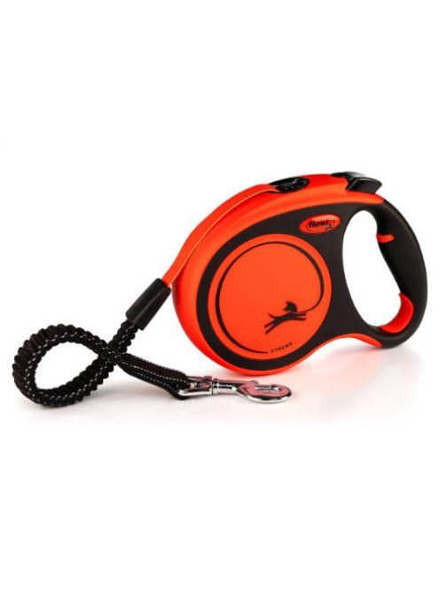 Flexi Xtreme "L" (black/orange) - szalagos automata póráz (5m) max:65kg