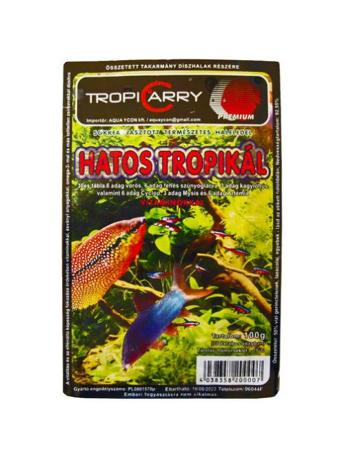 TropyCarry - Hatos Tropikál (vörös-,fehér szúnyoglárva,kagylóhús,cyclop,artémia) fagyasztott haleledel (100g)