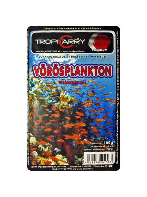 Fagyasztott TropiCarry Vörösplankton - díszhalak részére (100g/30 adag)