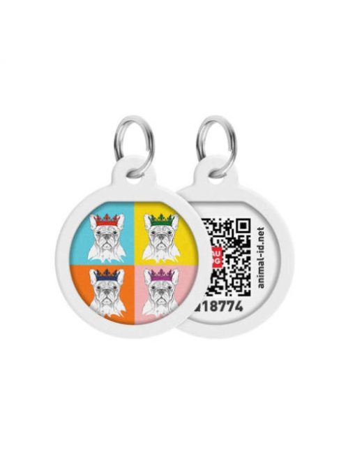 WAUDOG Smart ID QR - biléta (Francia Bulldog minta, QR kód) kisállatok részére (Ø25mm)