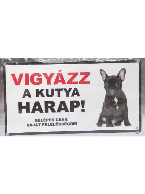 Kutyatábla -fém, (francia bulldog kölyök) 9x13cm