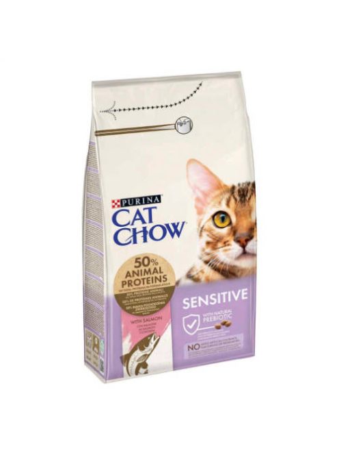 Purina Cat Chow Adult Sensitive - Szárazeledel (lazac) felnőtt macskák részére (15kg)