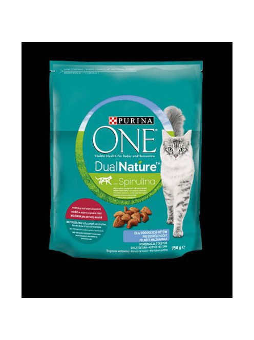 Purina ONE Dual Nature Adult - (Marha, spirulina) száraztáp felnőtt macskák részére (750g)