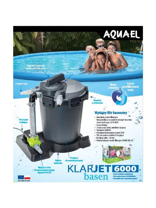 AquaEl KLARJET POOL 6000 - homokszűrő úszómedencékbe (max:30000 liter)