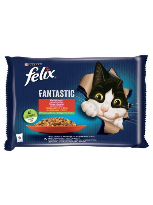 Felix Fantastic in jelly - alutasakos (csirke,paradicsom,marha,sárgarépa) nedves eledel aszpikban, (4x85g)